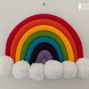 Pattern Rainbow Wall Hanging knit pattern Addi Express Tutorial for rainbow wall hanging, home decor, Ruby Ball Knit Cactus bonus pattern image 1