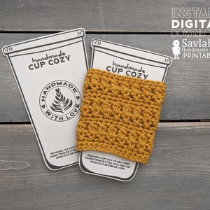 Iced Coffee Cup Cozy Template, Printable Crochet Coffee Cup Sleeve Holder, Cold Beverage Cup Packaging Market Display, Downloadable PDF image 2