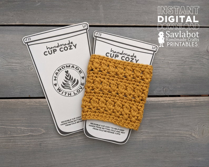 Iced Coffee Cup Cozy Template, Printable Crochet Coffee Cup Sleeve Holder, Cold Beverage Cup Packaging Market Display, Downloadable PDF image 2