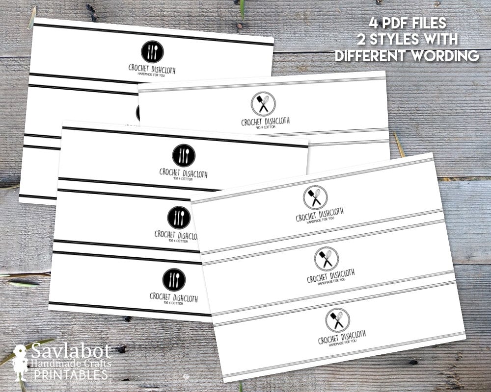 Printable Dishcloth Wrapper Crochet Gift Tags Labels - Etsy