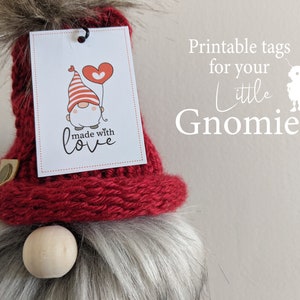 Printable Tags for Handmade Gnomes, Valentine Gnomes packaging for handmade gifts