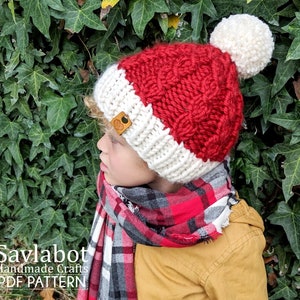 The Mykah Mock Cable Knit Beanie Pattern and Santa Beanie image 4