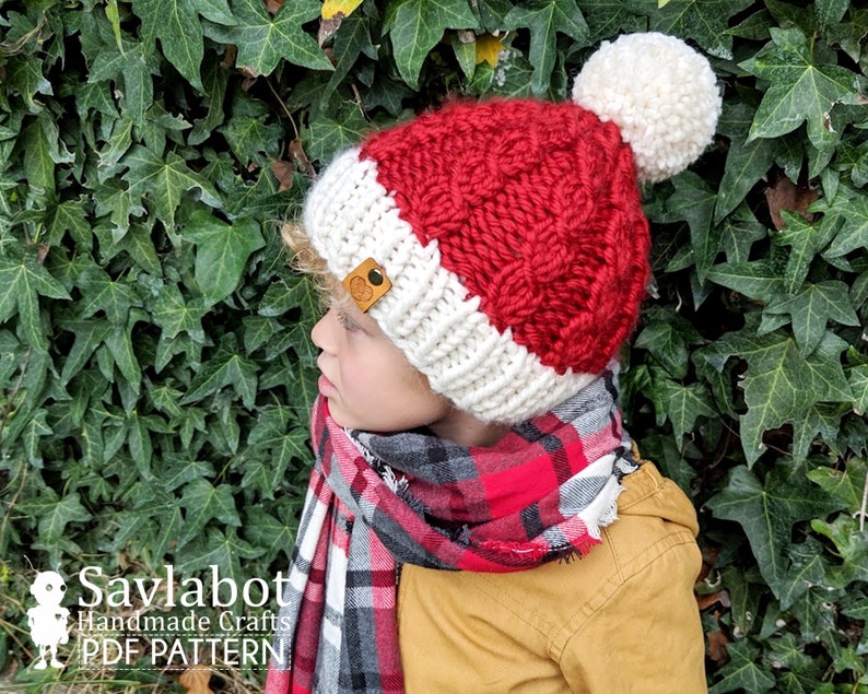 The Mykah Mock Cable Knit Beanie Pattern and Santa Beanie image 4