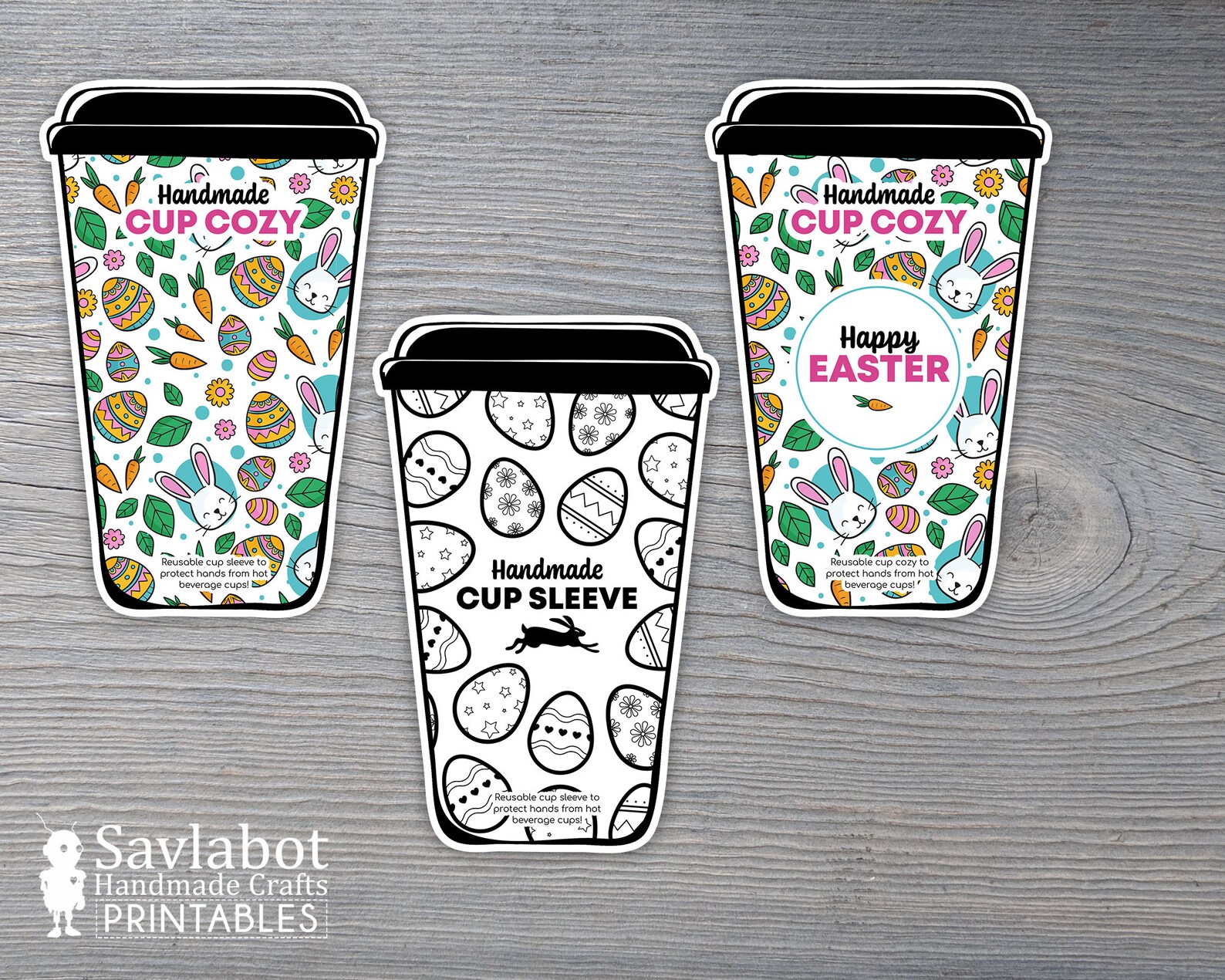 Printable Easter Cup Cozy Holder Template Coffee Cozy - Etsy