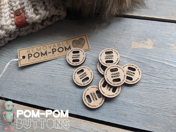 Pom-pom Buttons for Use With Faux Fur and Yarn Pom Poms That Are Removed  Before Washing a Handmade Beanie 