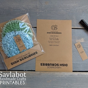 Dish Scrubby and Dish Scrubbies printable packaging