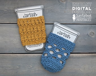 Iced Coffee Cup Cozy Template, Printable Crochet Coffee Cup Sleeve Holder, Cold Beverage Cup Packaging Market Display, Downloadable PDF