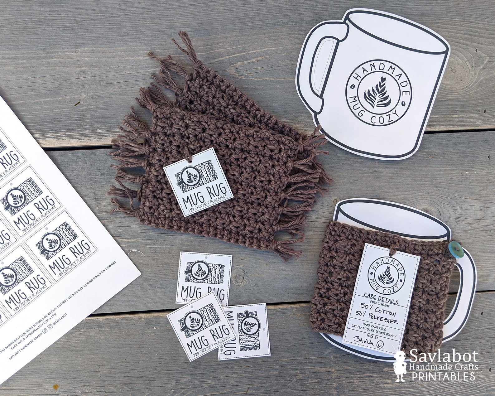 Mug Rug and Mug Cozy Printables PDF Files for Reusable Coffee | Etsy
