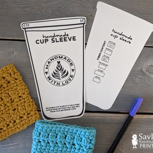 Iced Coffee Cup Cozy Template, Printable Crochet Coffee Cup Sleeve Holder, Cold Beverage Cup Packaging Market Display, Downloadable PDF image 4