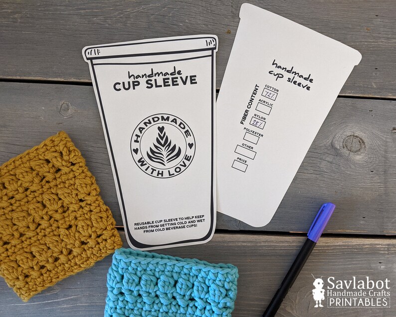 Iced Coffee Cup Cozy Template, Printable Crochet Coffee Cup Sleeve Holder, Cold Beverage Cup Packaging Market Display, Downloadable PDF image 4