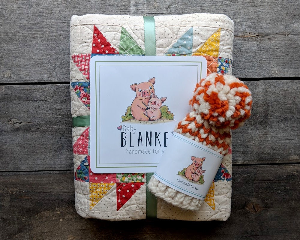 Baby Blanket Tag and Label Set quilt label animal tags for Etsy