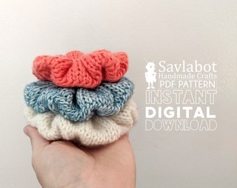 Knit Scrunchies Pattern, Easy Photo Tutorial (PDF Pattern)