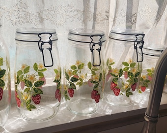 French ARC Strawberry Blossom canning jars