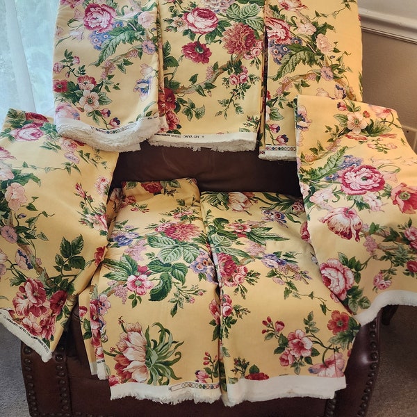 Vintage 1992 Jacobean floral home dec fabric-generous cuts