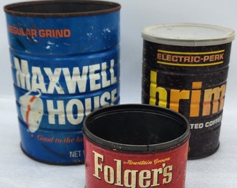 Set of 3 vintage coffee advertising tins