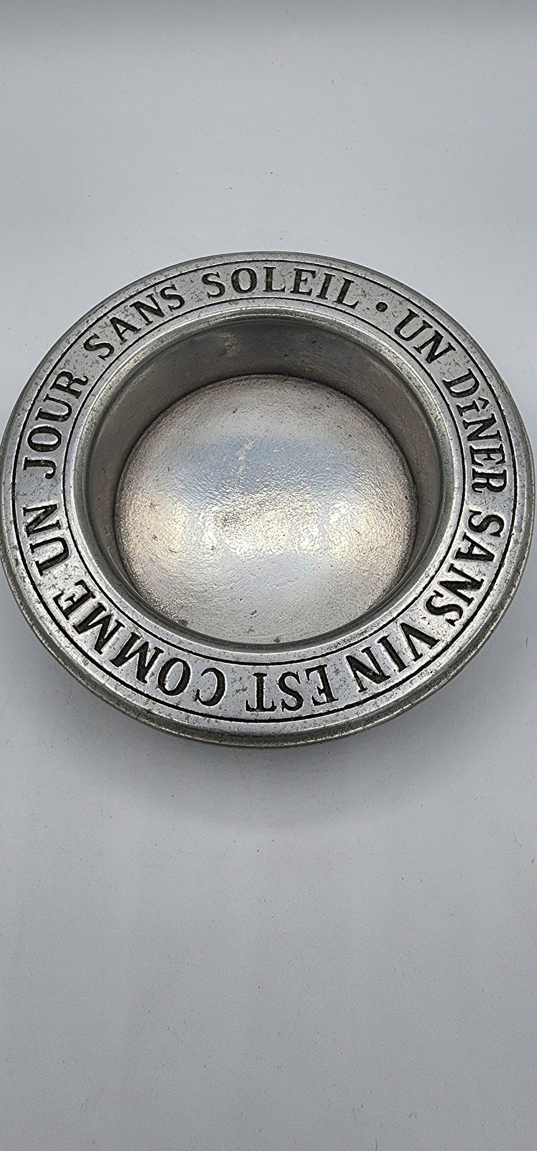 Rare French Wilton Pewter Wine Bottle Coaster With Proverb Etsy