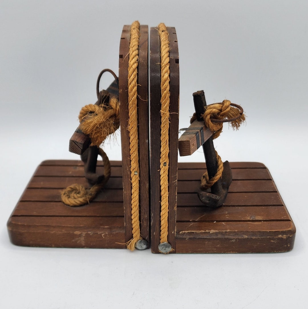 MCM Nautical Bookends With Anchor and Rope - Etsy