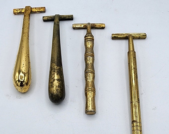 Set of 4 Brass Vintage Men's Razor Handles - Etsy