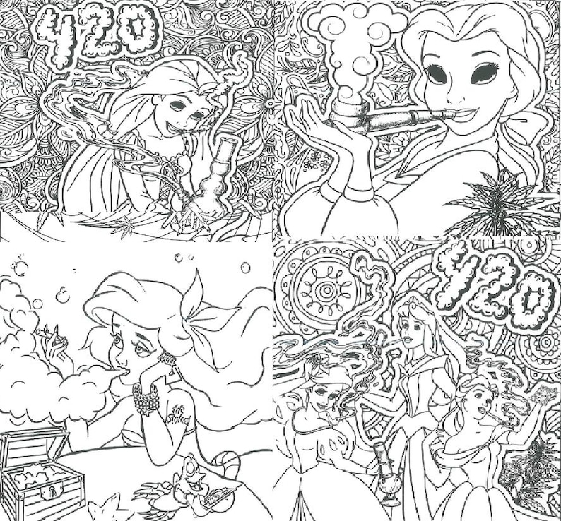 420 Stoner Princess Digital Coloring Pages - Etsy