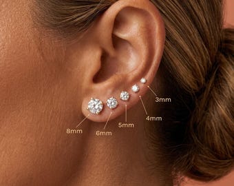 Diamond studs tiny CZ earring set Helix earring Multiple piercings Moissanite 3mm Luxurious jewelry