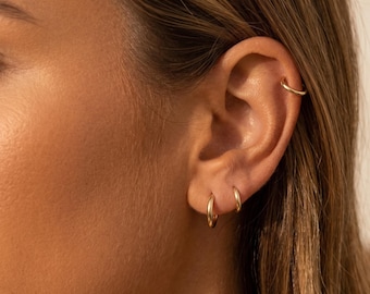 Tiny huggie 6mm hoop 8mm huggie sterling silver tiny hoop sleeper 18k Gold cartilage jewelry for Her