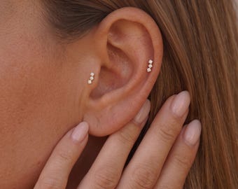 Implant titanium earring internally threaded Labret Cartilage Flatback stud Helix Tragus 16G 20G