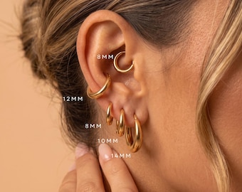 16G titanium hoops Thick earrings Daith helix clicker Hinged segment Thick hoop huggie Conch piercing
