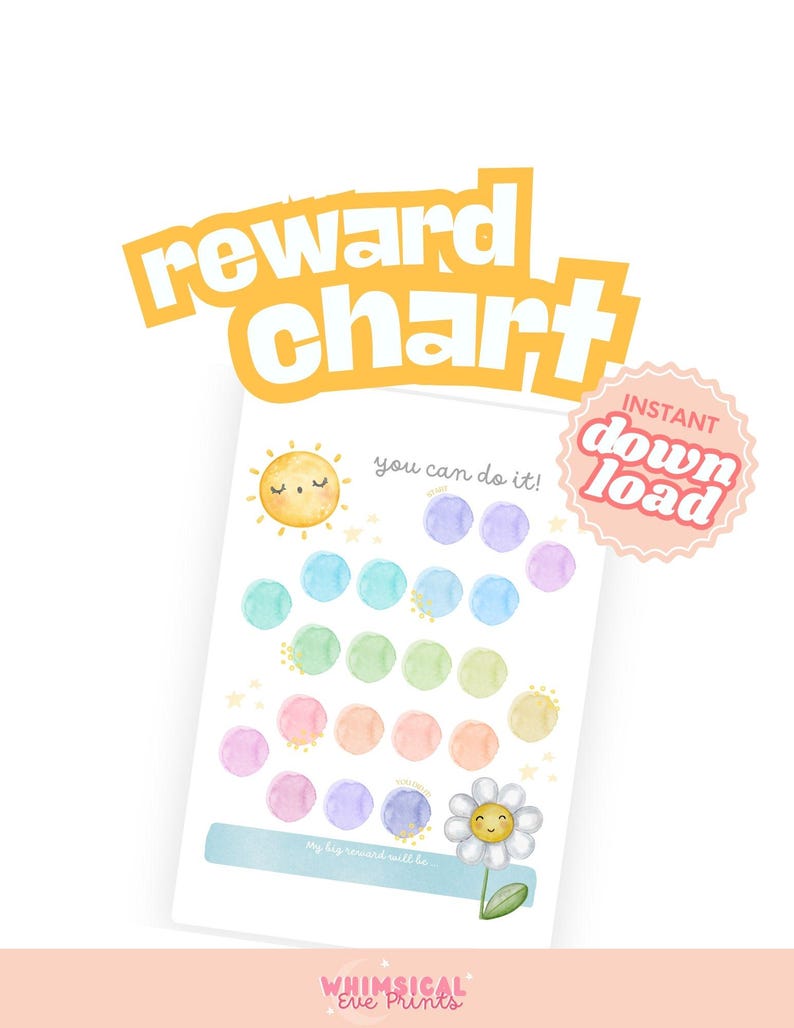 Printable Kids Reward Chart, Colorful Behavior Chart for Toddlers, ADHD ...