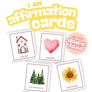 I am Affirmation cards for kids, Motivation lunch box note, Printable children affirmation cards, 20 encouragement cards for kids