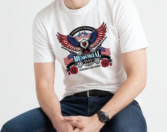 Memorial Day T-Shirt: Eagle American Flag Comfort Colors Tee