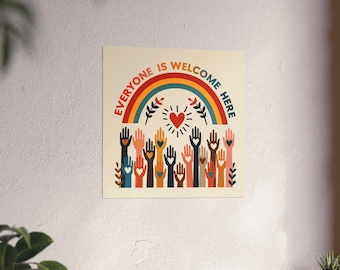 Inclusive Rainbow Print: Diversity Wall Art - Inspirational Home Decor