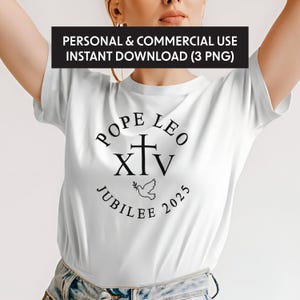 PNG cattolico / Design per maglietta del Giubileo 2025 di Papa Leone XIV / Clipart della croce / Grafica cristiana stampabile / Simbolo della colomba
