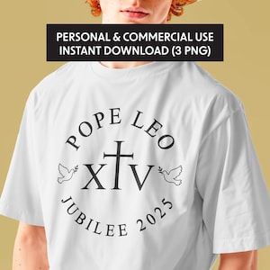 Maglietta cattolica PNG / Clipart del Giubileo 2025 di Papa Leone XIV / Download digitale della croce religiosa