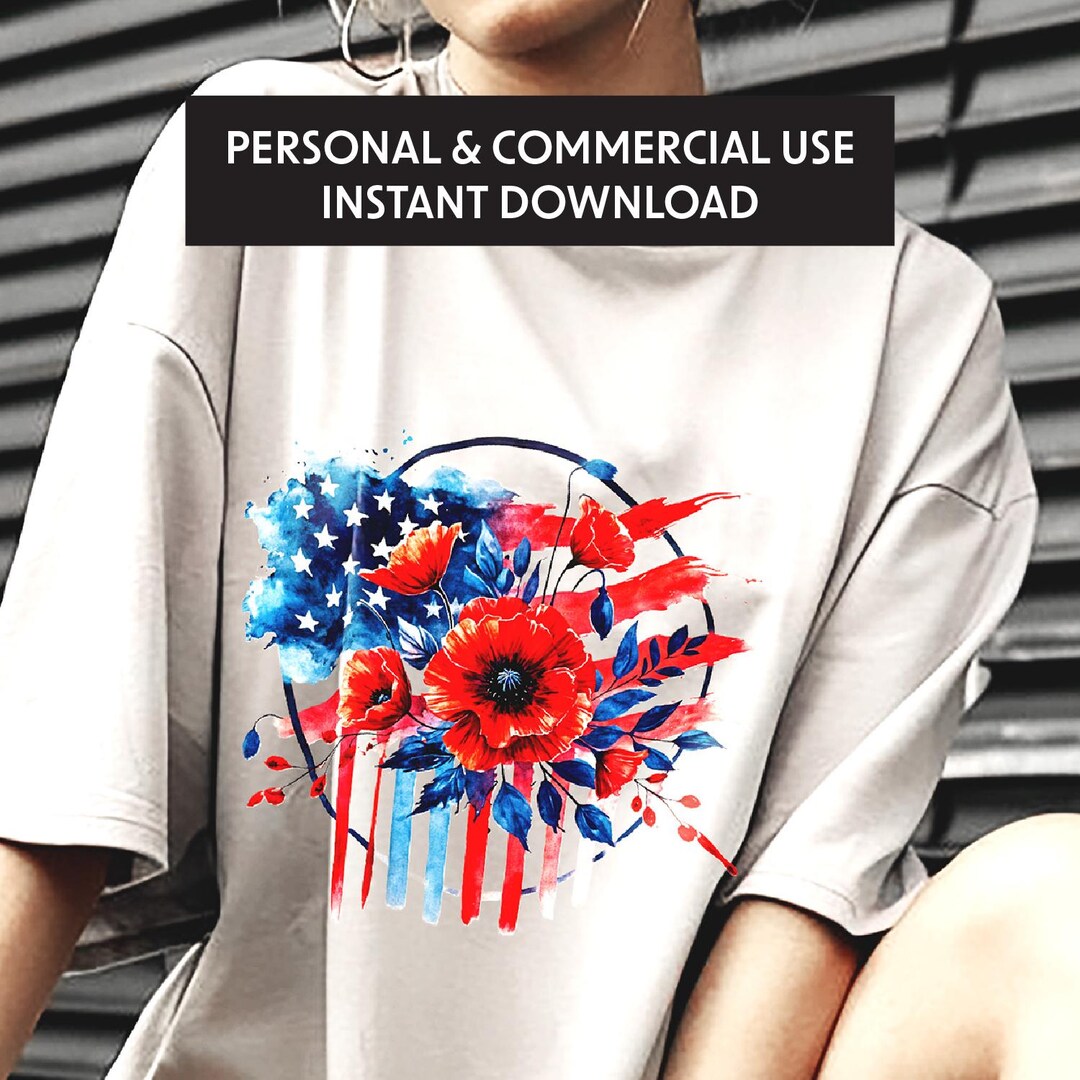 Memorial Day Poppy Flower PNG – Watercolor USA Flag Clipart, Patriotic ...