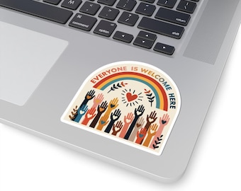 Everyone Is Welcome Here Sticker: Rainbow Pride Inclusion Decal