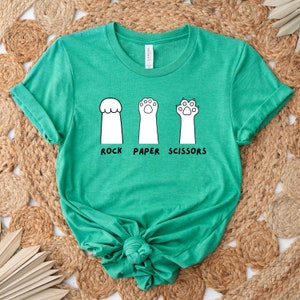 Rock Paper Scissors, Unisex Jersey Short Sleeve Tee, Bella Canvas, Funny Shirt Cat Lover Tshirt, Kitty Cat Paws, Cat Meme, Funny Cat Shirt