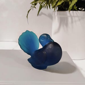 Westmoreland Satin Blue Glass Pigeon Figure