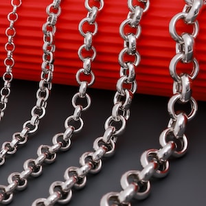 925 Sterling Silver Belcher Chain Necklace Men, Rolo Pendant Hollow Long Thick Choker Charm Chain Women, Birthday Jewelry Gifts Her Him Wife