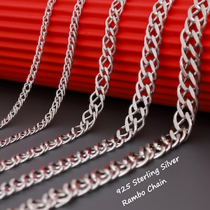 925 Sterling Silver Double Curb Chain Necklace Men, Rambo Long Heavy Solid Choker Charm Chain Women, Birthday Jewelry Gifts Her Him Wife Mum