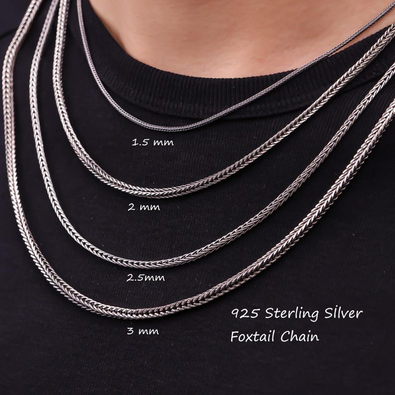 925 Sterling Silver Chain Necklace Men, Byzantine, Double Curb, Rope ...