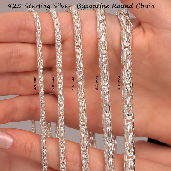 925 Sterling Silver Byzantine Chain Bracelet Women, Viking Bali
