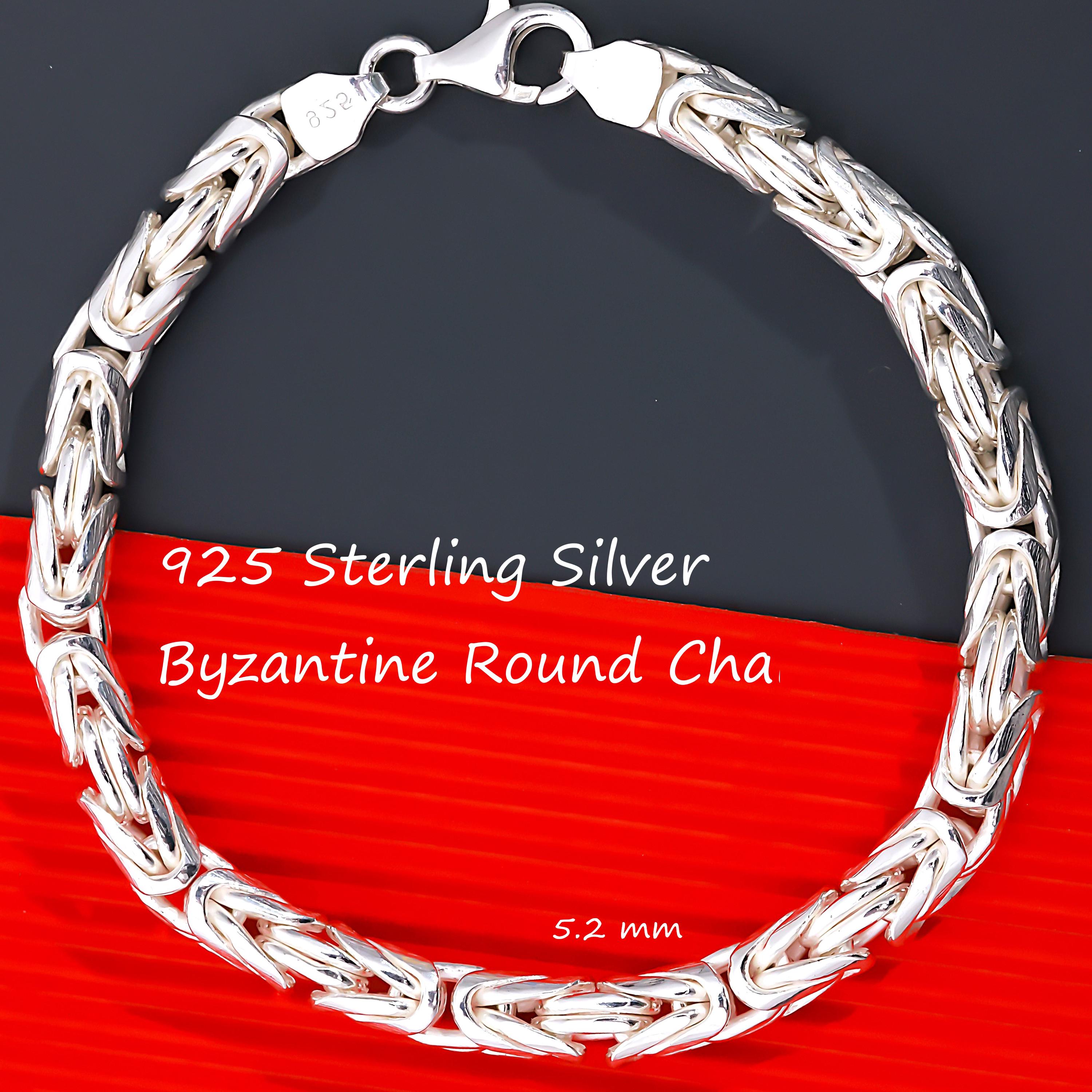 925 Sterling Silver Byzantine Chain Bracelet Women, Viking Bali