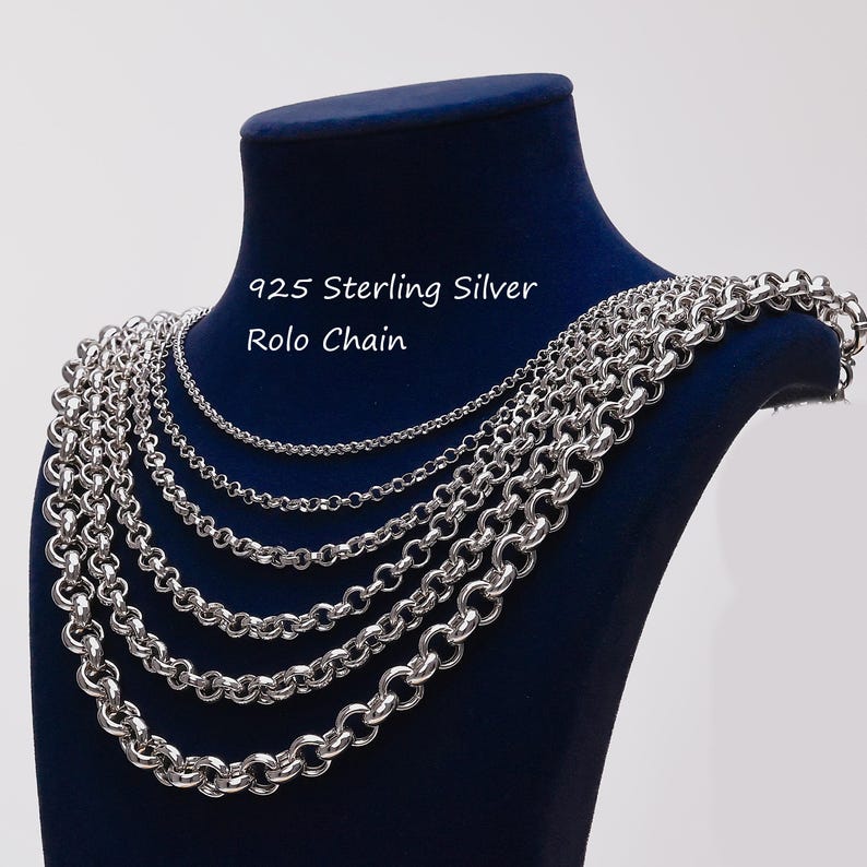 925 Sterling Silver Belcher Chain Necklace Men, Rolo Pendant Hollow ...