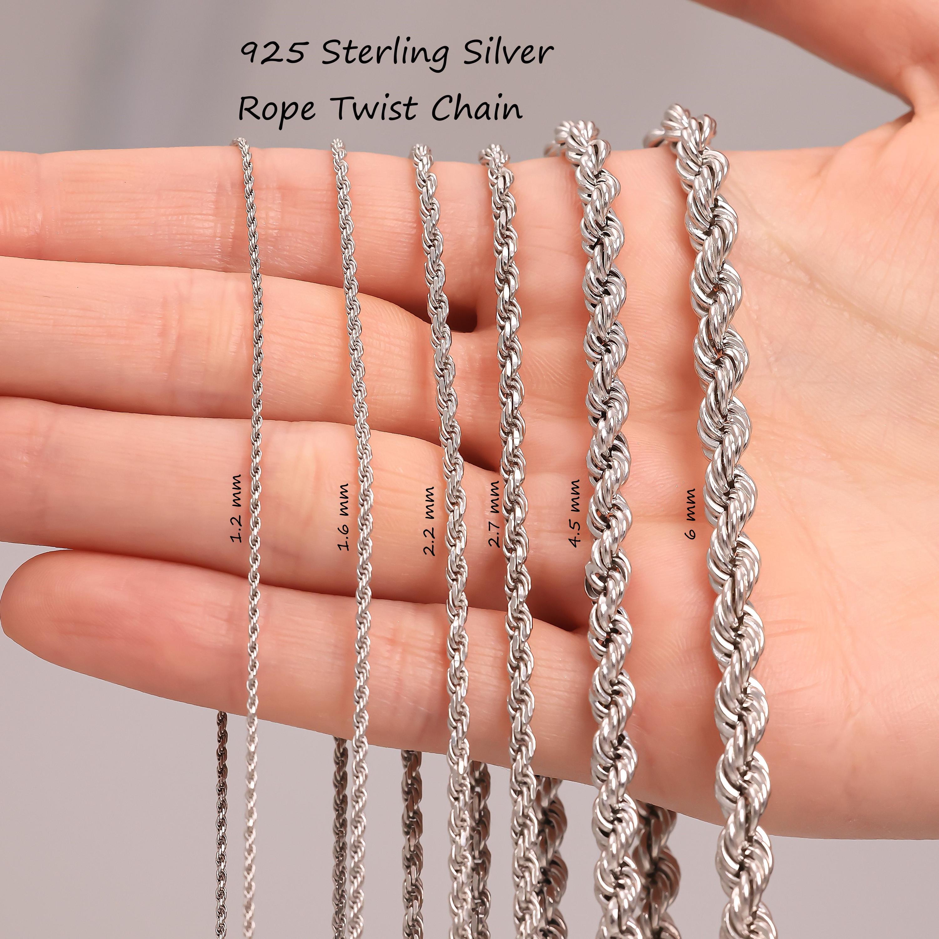 925 Sterling Silver Rope Chain Bracelet Men, Twisted Diamond Cut