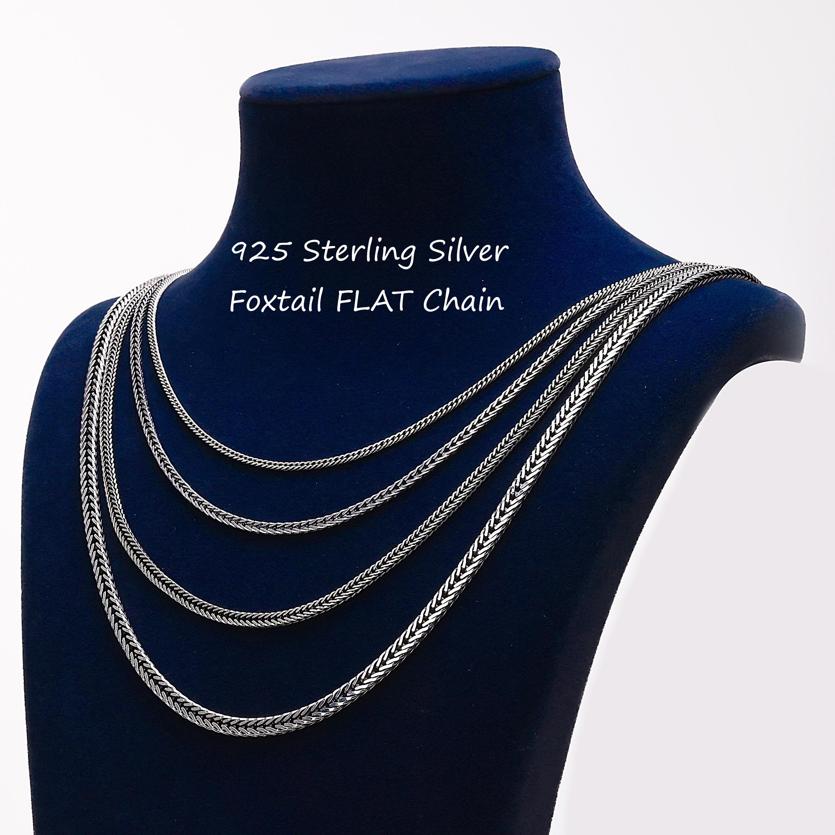 Foxtale Chain 925 Sterling Silver Foxtail Chain Necklace Men, Oxidized Wheat Bali ...
