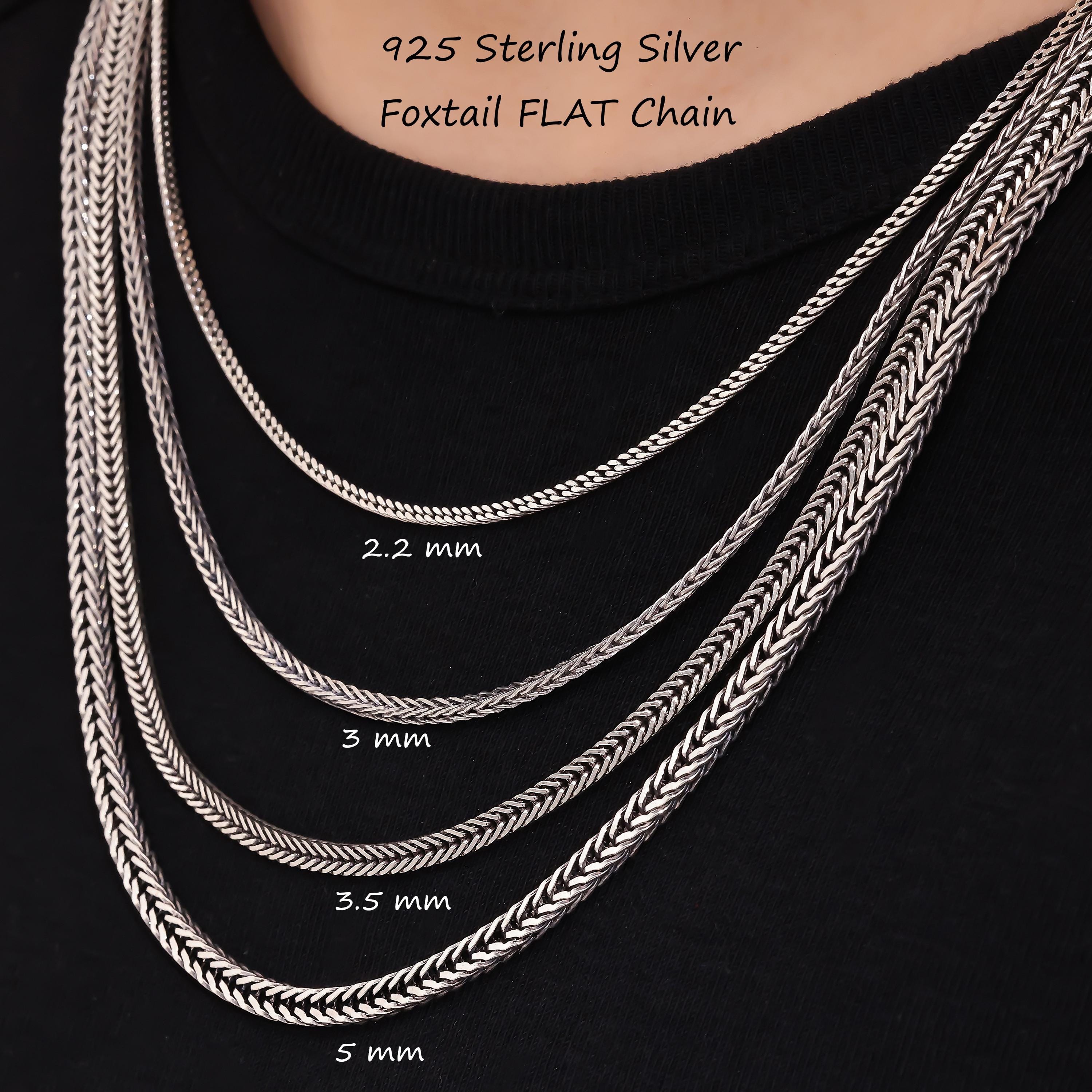 Foxtale Chain 925 Sterling Silver Foxtail Chain Necklace Men, Oxidized Wheat Bali ...