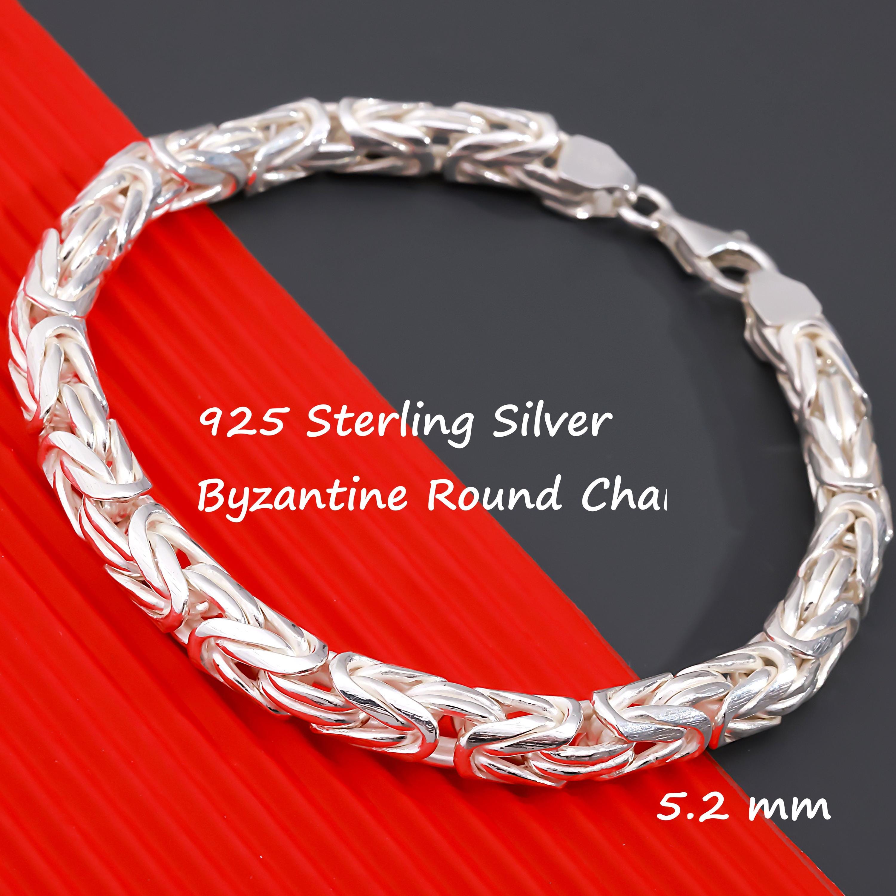 925 Sterling Silver Byzantine Chain Bracelet Women, Viking Bali