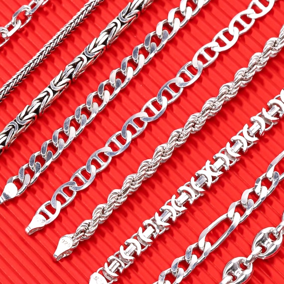 925スターリングシルバーのビザンチンチェーンネックレスメンズ