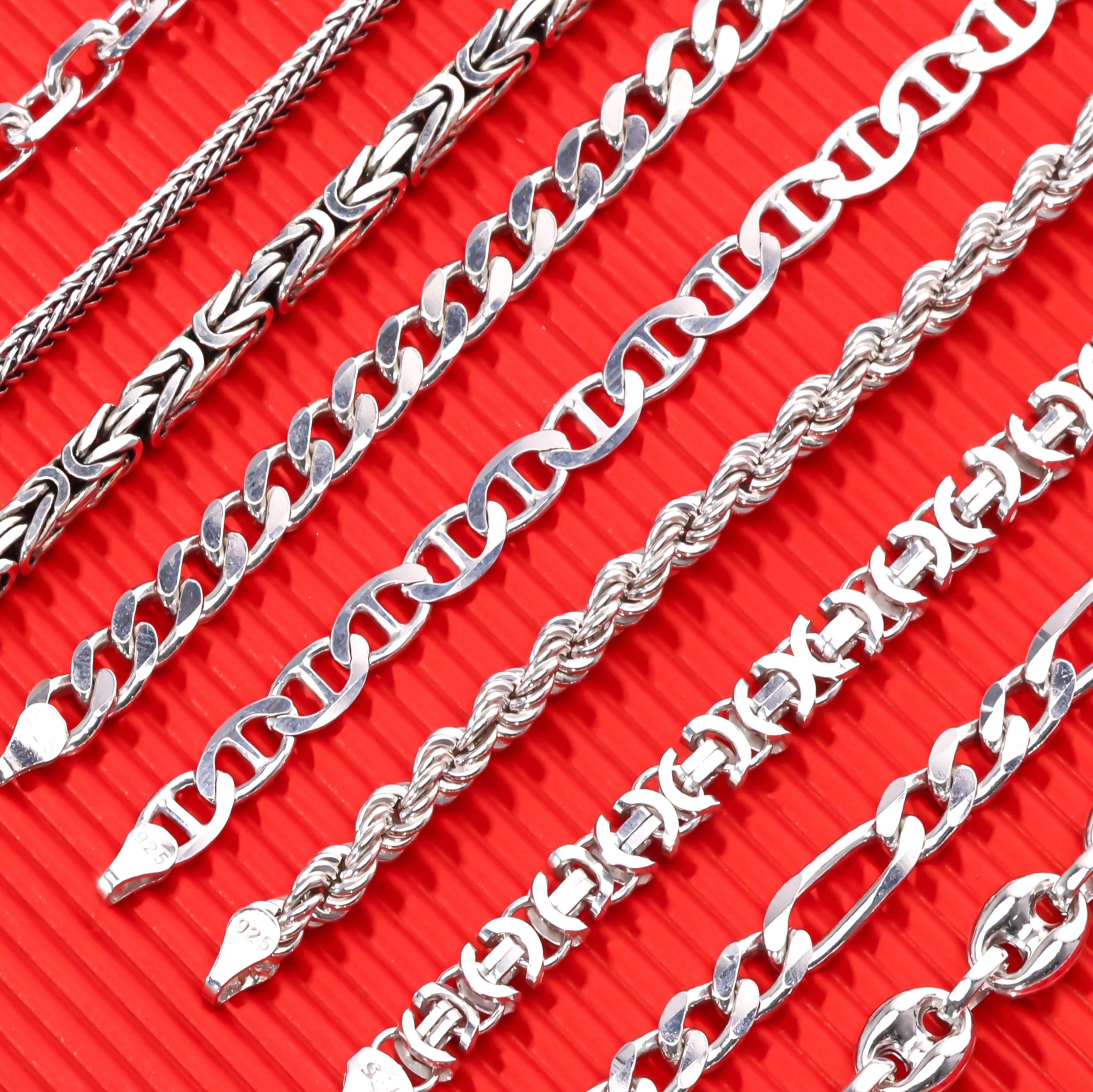 925スターリングシルバーのビザンチンチェーンネックレスメンズ