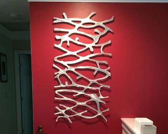 Metal Wall Art.Sculpture.  Abstract Wall Sculpture. Metallic Home Decor. Aluminum 48 x 26 'FREE SHIPPING'